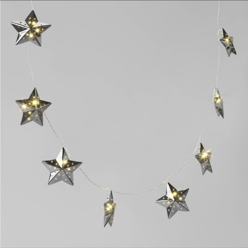 NIB Silver Star Holiday String Lights 6ft  -Wondershop